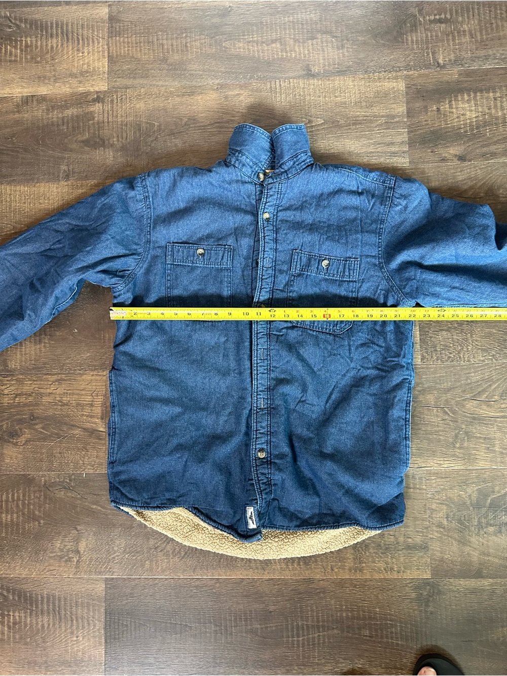 Wrangler Sherpa Lined Denim Shirt Jacket Women’s Medium Blue Snap Front Coat - Picture 6 of 8